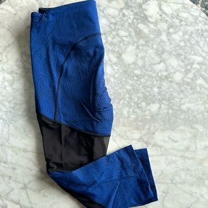 Lululemon cobalt blue with mesh leggings